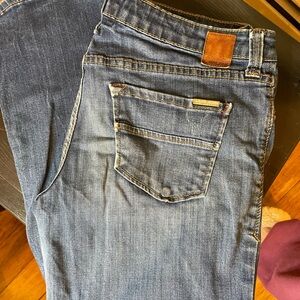 Dear John Blue Flare Wide Leg Jeans with Natural Fading